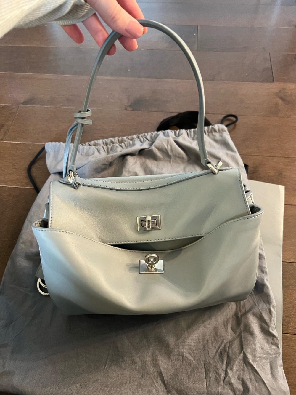 Balenciaga Small Rodeo in Smooth Calfskin in Cloud Grey